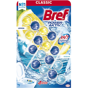 Bref WC blok Power Aktiv Lemon & Ocean tuhý 4× 50 g