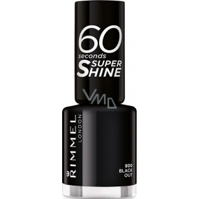 Rimmel London 60 Seconds Super Shine Nail Polish lak na nehty 800 Black Out 8 ml