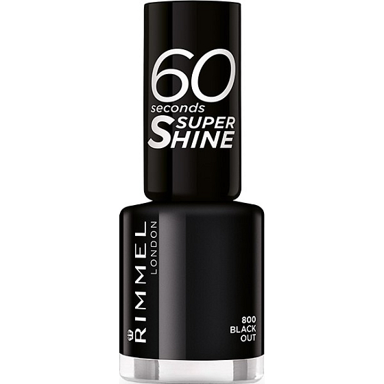 Rimmel London 60 Seconds Super Shine Nail Polish lak na nehty 800 Black Out 8 ml