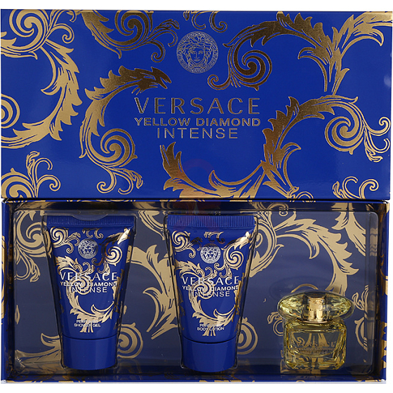 Versace Yellow Diamond Intense parfémovaná voda pro ženy 5 ml + tělové mléko 25 ml + sprchový gel 25 ml, dárková sada