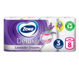 Zewa Deluxe Aqua Tube Lavender Dreams parfémovaný toaletní papír 3 vrstvý 150 útržků 8 kusů, rolička, kterou můžete spláchnout