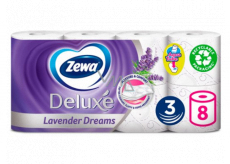 Zewa Deluxe Aqua Tube Lavender Dreams parfémovaný toaletní papír 150 útržků 3 vrstvý 8 kusů, rolička, kterou můžete spláchnout