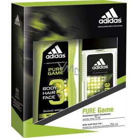 Adidas Pure Game parfémovaný deodorant sklo pro muže 75 ml + sprchový gel 250 ml, kosmetická sada