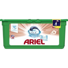 Ariel 3v1 Sensitive gelové kapsle na praní prádla 28 kusů 744,8 g