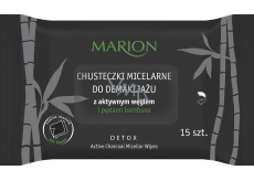 Marion Detox Active Charcoal micelární vlhčené odličovací ubrousky 15 kusů