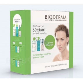 Bioderma Sebium H2O pleťová voda 500 ml + Mousant čisticí pěnový gel 200 ml + tampony, kosmetická sada