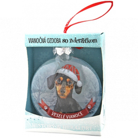 Albi Skleněná vánoční ozdobička se zvířátky - Jezevčík 7,5 cm x 8 cm x 3,6 cm