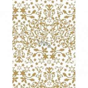 Ditipo Dárkový balicí papír 70 x 500 cm Bílý zlaté hvězdy a ornamenty
