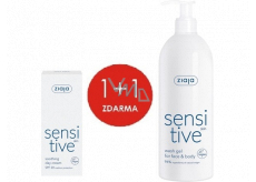 Ziaja Sensitive Skin SPF 20 zklidňující denní krém redukující podráždění 50 ml + Sensitive Skin krémový mycí gel pro citlivou pokožku 400 ml, duopack