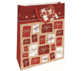 Nekupto Dárková papírová taška 32,5 x 26 x 13 cm Vánoční červené balíčky