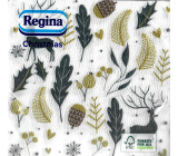 Regina Papírové ubrousky 1 vrstvé 33 x 33 cm 20 kusů Vánoční zlaté a černé listy