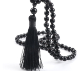 108 Mala Obsidian náhrdelník, meditační šperk, přírodní kámen vázaný, elastický, korálek 8 mm, kámen záchrany