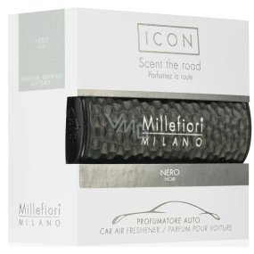 Millefiori Milano Icon Nero - Černá vůně do auta Shades Metal tmavě hnědá voní až 2 měsíce 47 g