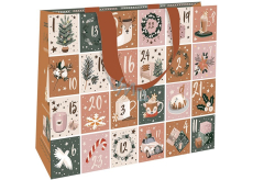 Nekupto Dárková papírová taška s ražbou 30 x 23 x 12 cm Vánoční adventní kalendář