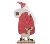 Santa dřevěný s vakem na postavení 12,5 x 23,5 cm