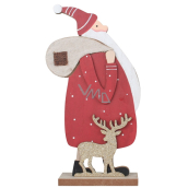 Santa dřevěný s vakem na postavení 12,5 x 23,5 cm