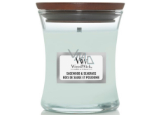 WoodWick Sagewood & Seagrass - Šalvějové dřevo a mořská tráva vonná svíčka s dřevěným knotem a víčkem sklo malá 85 g