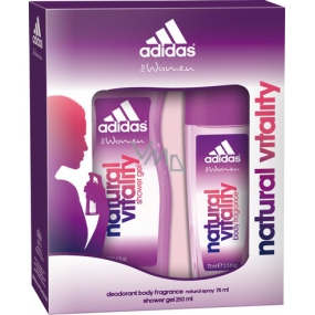Adidas Natural Vitality parfémovaný deodorant sklo 75 ml + sprchový gel 250 ml, pro ženy kosmetická sada