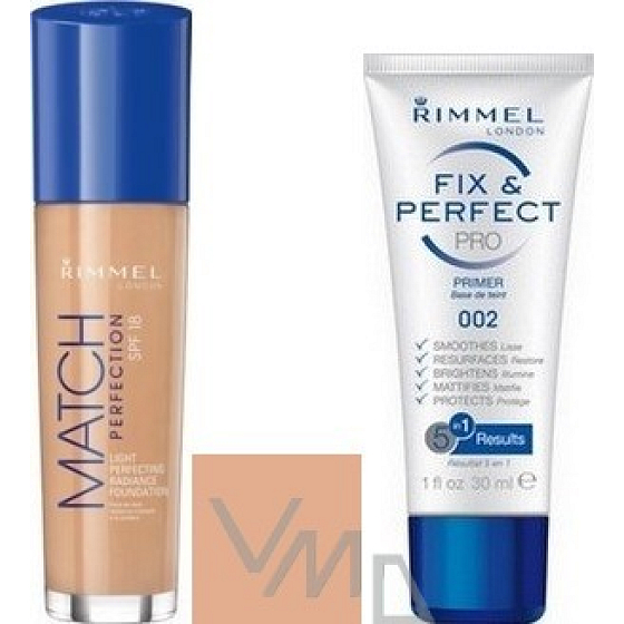 Rimmel London Match Perfection make-up 201 30 ml + báze pod make-up 30 ml
