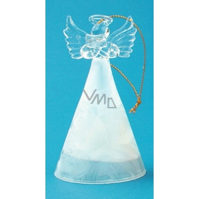 Anděl skleněný s barevnou sukní bílá 10 cm