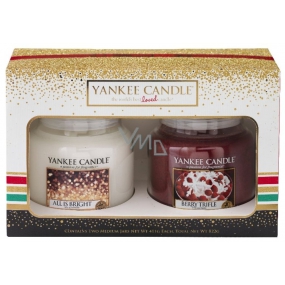Yankee Candle All Is Bright - Všechno jen září + Berry Trifle - Ovocný dezert s vanilkovým krémem vonná svíčka Classic střední sklo 2 x 411 g, vánoční dárková sada