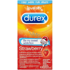 Durex Strawberry kondom s jahodovou příchutí pro extra zábavu nominální šířka: 56 mm 12 kusů