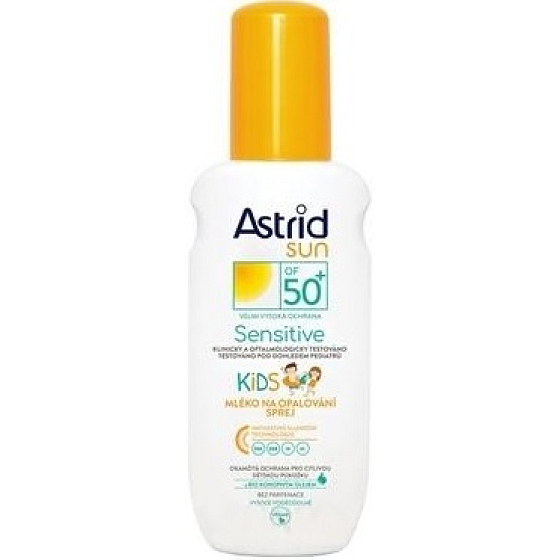 Astrid Sun Sensitive Kids OF50+ mléko na opalování sprej 150 ml
