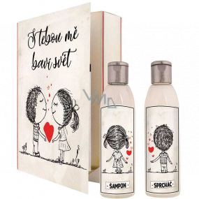 Bohemia Gifts S tebou mě baví svět sprchový gel 200 ml + šampon na vlasy 200 ml, kniha kosmetická sada