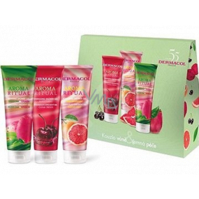 Dermacol Aroma Ritual Černá třešeň sprchový gel 250 ml + Růžový grapefruit sprchový gel 250 ml + Zelený čaj a Opuncie sprchový gel 250 ml, kosmetická sada