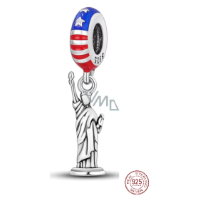 Charm Sterlingové stříbro 925 USA Americká vlajka - Socha Svobody, přívěsek na náramek cestování