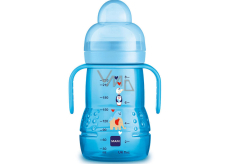 Mam Trainer láhev pro snadný přechod od kojení nebo lahve k hrnku 4+ měsíců Modrá 220 ml