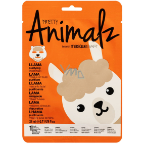 MasqueBar Pretty Animalz Lama textilní vyživující pleťová maska 21 ml