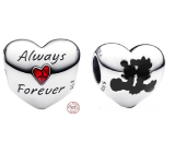 Charm Sterlingové stříbro 925 Disney Mickey Mouse a Minnie Mouse - Srdce - navždy, korálek na náramek láska