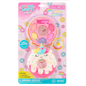 Skin Treats Donut Worry Be Happy rtěnka 0,8 g + oční stíny 4,8 g, kosmetická sada pro děti