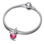 Charm Sterlingové stříbro 925 Červené srdce a šíp Murano Glass, přívěsek na náramek láska