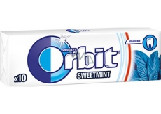 Wrigleys Orbit Sweet Mint žvýkačky bez cukru dražé 10 kusů 14 g
