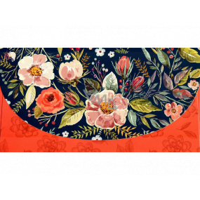 Nekupto Přání obálka na peníze Modro-červená s květy 116 x 220 mm