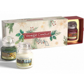 Yankee Candle Magical Christmas Morning Singing Carols - Zpívání koled + Holiday Hearth - Sváteční krb + Surprise Snowfall - Sněhové překvapení vonná svíčka Classic malá sklo 3 x 104 g, vánoční dárková sada