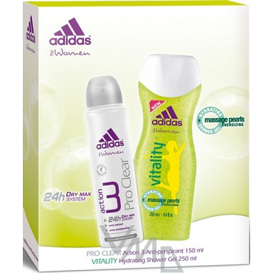 Adidas Action 3 Pro Clear antiperspirant deodorant sprej 150 ml + sprchový gel 250 ml, kosmetická sada