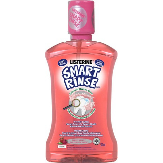 Listerine Smart Rinse Mild Berry ústní voda pro svěží dech pro děti od 6 let 500 ml