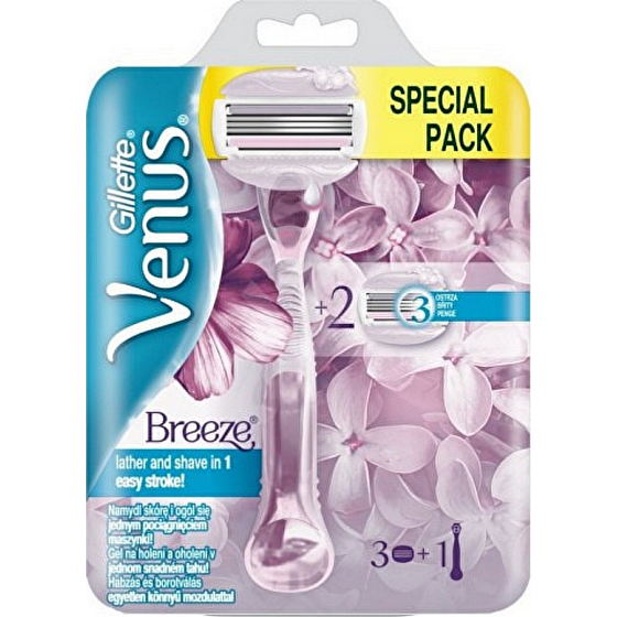 Gillette Venus Breeze 2v1 holicí strojek + náhradní holicí hlavice 3břity 3 kusy, pro ženy