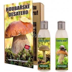 Bohemia Gifts Houbařské desatero Pro Houbaře sprchový gel 200 ml + šampon 200 ml, kniha kosmetická sada