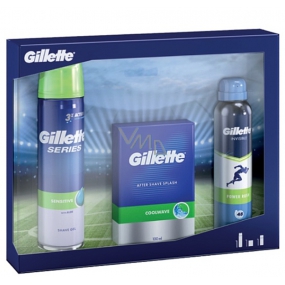 Gillette Cool Wave voda po holení 100 ml + Series Sensitive gel na holení 200 ml + Power Rush antiperspirant deodorant sprej 150 ml, kosmetická sada pro muže