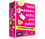 Albi Taco, kočka, koza, sýr, pizza na odvrácené straně postřehová karetní hra doporučený věk 8+