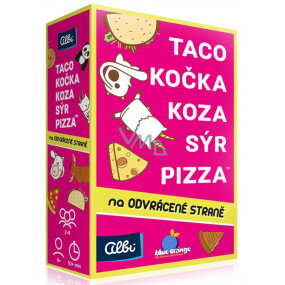 Albi Taco, kočka, koza, sýr, pizza na odvrácené straně postřehová karetní hra doporučený věk 8+