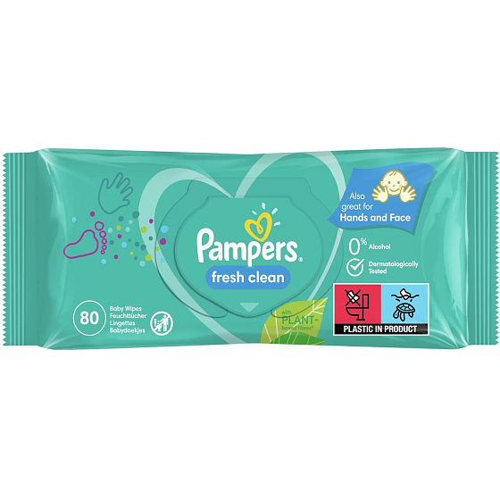 Pampers Fresh Clean Vlhčené čistící ubrousky pro děti 80 kusů