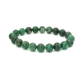 Fuchsite náramek elastický přírodní kámen, kulička 10 mm / 16 - 17 cm, důvěra v sebe, odraz, odvaha