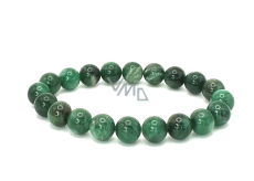 Fuchsite náramek elastický přírodní kámen, kulička 10 mm / 16 - 17 cm, důvěra v sebe, odraz, odvaha