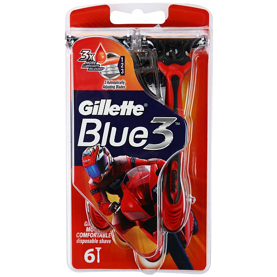 Gillette Blue 3 Special Edition holítka červené 3břity pro muže 6 kusů