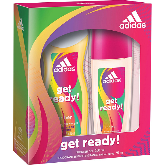 Adidas Get Ready! for Her parfémovaný deodorant sklo 75 ml + sprchový gel 250 ml, kosmetická sada
